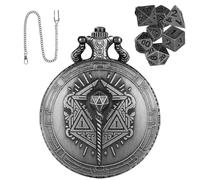Pocket Watch Dice Set, Dice Pocket Watch - Portable Polyhedral Dice Set with Pocket Watch Case | Tiny Board Game, 7 Pieces, Metal Dice, Steampunk Dice, Table Top Accessories