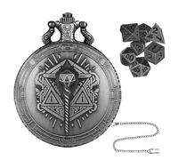 Pocket Watch Dice, Small Dice Set, Portable Dice Set, Dice Toy with Pocket Watch Case, 7-Piece Metal Dice Board Game, Tiny Steampunk Dice, Role Play Accessories