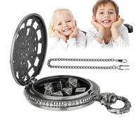 Pocket Watch Dice - Vintage Metal Polyhedral Set Retro Watch Case Game Accessory Collectible Table Bearing Kit Classic Display Ornament | For La Stra