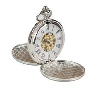 TruClothing Pocket Watch Mechanical Skeleton 1920's Original Classic - Silver One Size