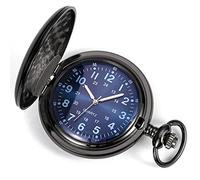 pocket watch, Pocket Watch Quartz Vintage Pocket Watches for Me with Chain Case Wedding Christmas Birthday Gifts(Blue)