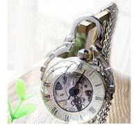 Pocket Watch Retro Hollow Mechanical Watch Time Gem Glass Crystal Ball Fish Eye Necklace Silver White Wall Chart Decorate Gift for Father