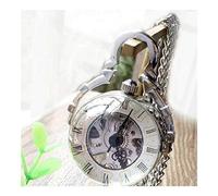 Pocket Watch Retro Hollow Mechanical Watch Time Gem Glass Crystal Ball Fish Eye Necklace Silver White Wall Chart Decorate Gift for Father Pocket Watch