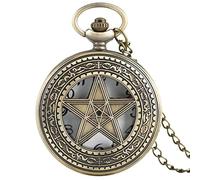 pocket watch, Retro pocket watch,Mechanical Pocket Watch with Chain Pocket Watch Classic Vintage Pendant Watch, Mens Pocket Watch with Chain, Pentagram Hollow carving Quartz Pocket Watch Men Women Gif