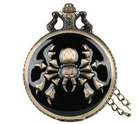 pocket watch, Retro pocket watch,Mechanical Pocket Watch with Chain Pocket Watch Classic Vintage Pendant Watch, Bronze Spider Design Full Hunter Quartz Pocket Watch Arabic Numerals Dial Antique Pendan