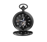 Pocket Watch Roman Numerals Case with Cn Women's Retro Mechanical Pocket Watch Provides Precise and Accurate Time Keeping (Black Shell Black Surface)