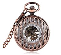 Pocket Watch Rose Gold Hollow Mechanical Pocket Watch for Women Men Vintage Pocket Pendant Chain Roman Numeral Hand Winding Clock Gift for Birthday Christmas Fathers Day
