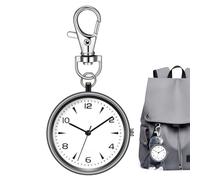 Pocket Watch - Round Watch with Keychain, Unisex Portable Silent Clock with Compact Case, Key Holder, Lightweight Travel Companion Pocket Accessories for Men and, Black, Se référer au descriptif