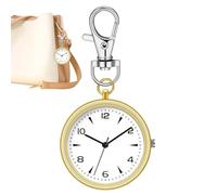 Pocket Watch - Round Watch with Keychain, Unisex Portable Silent Clock with Compact Case, Key Holder, Lightweight Travel Companion Pocket Accessories for Men and, gold, Se référer au descriptif