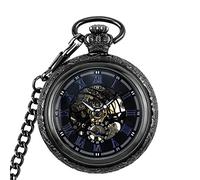 Pocket Watch,Vintage Mechanical Pocket Watch for Men with Chain Plus Size Engraving Skeleton Movement Pendant Watch Gift for Birthday Anniversary Day Christmas Fathers Da