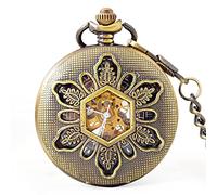 Pocket Watch Vintage Smooth Quartz Pocket Watch Classic Fob Watch with Short Chain for Classic Vintage Quartz Pocket Watches Necklace with Chain,Retro hollow mechanical pocket watch unisex manual mech