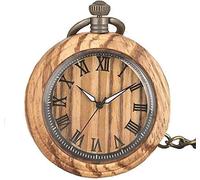 Pocket Watch Vintage Smooth Quartz Pocket Watch Classic Fob Watch with Short Chain for Wood Pocket Watch Vintage Classic Roman Numeral Quartz Alloy Chain Without Cover Pocket Watch for Men Women - Lig