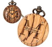 Pocket Watch ，Vintage Watch ，Quartz Watch Mens Pocket Watch with Engraved Name or Text, Personalised Wooden Pocket Watch for Groomsman, Husband, Dad - Wood Watches Gift for Wedding, Birthday, Father's