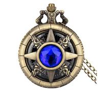 Pocket Watch with Chain - Hand Winding Gemstone Pocket Watch with Chain | Steampunk Copper Vintage Pocket Watch for Men and Women