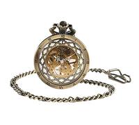 Pocket Watch with Cn Pocket Watch Vintage Gold Hollow Mechanical Cn Retro Men Unique Roman Number Skeleton Mechanical Pocket Watches Steam (Color : Bronze) (Bronze)