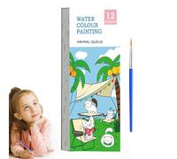 Pocket Watercolor Painting Book, Creative Magic Books Coloring Book For Kids | Water Activated Coloring Book, Painting Book Learning Games With Brush, Ar