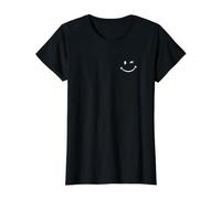 Pocket Wink Cute Smile Face Inspirational Vibes Value Graphic T-Shirt, Women, Black, S