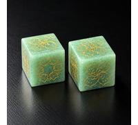 POCKETAO Cute Cat Mahjong Dice Set, 2PCS with MAHJ Dice Bag Gold Engraved Dots, Premium Natural Crystal Gemstone D6 Dice Pouch for Mahjong Lovers, Tabletop Games, Casino Games, and Unique Gift