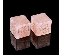 POCKETAO Cute Cat Mahjong Dice Set, 2PCS with MAHJ Dice Bag Gold Engraved Dots, Premium Natural Crystal Gemstone D6 Dice Pouch for Mahjong Lovers, Tabletop Games, Casino Games, Unique Gift