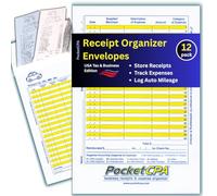 PocketCPA Receipts Organizer & Expense Envelopes (12 Pack) - Store Receipts, Record Expenses & Log Mileage. With a Business Expense Ledger + Receipt Tracking. The easy way to keep & organize receipts.