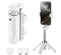 PocketFlex Mini Tripod - 2025 New Pocket-Sized Foldable Tripod with 360° Rotation & 5.2 Bluetooth Detachable Remote, for Vlogs, Live Streaming, Selfies, and Landscape Photography (White,No Light)