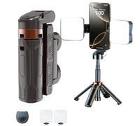 PocketFlex Mini Tripod - 2025 New Pocket-Sized Foldable Tripod with 360° Rotation & 5.2 Bluetooth Detachable Remote, for Vlogs, Live Streaming, Selfies, and Landscape Photography (Black,2 Light)