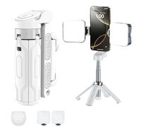 PocketFlex Mini Tripod - 2025 New Pocket-Sized Foldable Tripod with 360° Rotation & 5.2 Bluetooth Detachable Remote, for Vlogs, Live Streaming, Selfies, and Landscape Photography (White,2 Light)