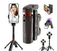 Pocketflex Mini Tripod, JJ02 Selfie Stick Tripod 360, Cell Phone Tripod Stand, Extendable Grip Phone Tripod with Detachable Remote Pocket Size, Ultimate Travel Photography Gear (Black-No Light)