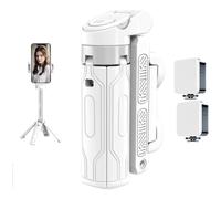 Pocketflex Mini Tripod, Tripod JJ02 Pocketflex, Extendable Grip Phone Tripod with Detachable Remote, 360° Rotation Adjustable One-Touch Push Button Switch (White+2 fill lights)