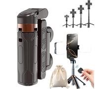 Pocketflex Mini Tripod, Tripod Mini Jj02, Mini Selfie Stick Tripod with Remote One-Touch Push Button Switch, 360° Flexible Rotation Foldable Phone Tripod Stand (Black, no light)