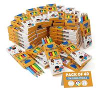 Pocketints 60 Packs Mini Colouring Pencils Set- 4 Pencils Per Box, Total 240 Colouring Pencils for Kids, 9cm Round Shape Assorted Colouring Pencils for Children - Perfect Birthdays & Classroom Gifts