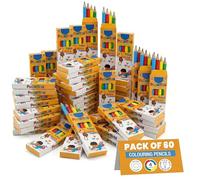 Pocketints Mini Coloured Pencils (60 x 4 Packs) - Total 240 Kids Pencils, 9cm Round Shape Assorted Colouring Pencils for Ages 2+, Perfect Handy Packs, Kids Pencils for Parties & Classrooms