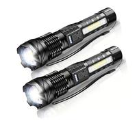 POCKETMAN LED Flashlights High Lumens for Camping, Hiking, Walking -2 Pack Powerful Emergency Torch with 7 Modes with Zoomable for Outdoor Use - Bright Flashlight with COB Side Light