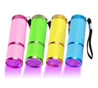 POCKETMAN Mini Flashlights, 9 LED Flashlight and Handheld Torch Assorted Colors with 4pack, Small Portable LED Flashlights for Camping, Hiking, Outdoor (UV Light)