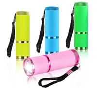 POCKETMAN Mini Flashlights, 9 LED Flashlight and Handheld Torch Assorted Colors with 4pack, Small Portable LED Flashlights for Camping, Hiking, Outdoor (White Light)