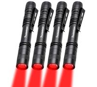 POCKETMAN Red Light LED Flashlight - Mini, Portable, Waterproof, Lightweight, 13cm with Clip, Red Light or Observation, Night Vision, Fishing, Exploration