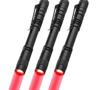 POCKETMAN Red Torch LED Pen Flashlights, Mini, Waterproof Pocket Flashlight with Clip, Small Red Light Flashlights for Work,Astronomy, Aviation, Night Observation (3 pcs)