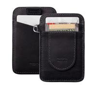 POCKT Card Holder Wallet for Men and Women - Slim Minimalist Front Pocket Wallet Elastic Credit Card Holder Genuine Leather RFID Blocking Card Case Wallet, Black, Slim