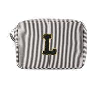 Pocmimut Birthday Gifts for Gifts,Personalized Initial Makeup Bag Cosmetic Pouch Toiletry Bag for Her Mom wife Teacher 18th Birthday Gifts for Girls,A, Black, M, L