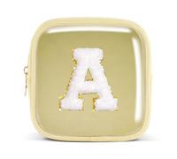 Pocmimut Birthday Gifts for Gifts,Personalized Initial Makeup Bag Cosmetic Pouch Toiletry Bag for Her Mom wife Teacher 18th Birthday Gifts for Girls,A, Mini-Yellow, Mini