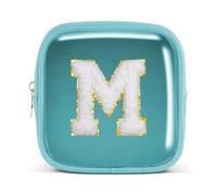 Pocmimut Cute Makeup Bag,Travel Cosmetic Bag for Women Yoga,Picnic,Personalized Makeup Bag for Bestfriend Birthday Gifts with Initial,M