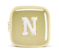 Pocmimut Graduation Gifts,Initial Makeup Bag Gifts for 6 7 8 9 10 11 12 13 Year Old Girls,Personalized Preppy Cosmetic Bag Travel Makeup Pouch for Girls,N