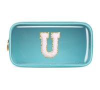 Pocmimut Graduation Teacher Gifts Initial Makeup Bag Birthday Gift Travel Toiletry Bag Preppy Cosmetic Bag for Girls Travel Essentals Organizers,U