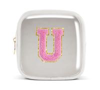 Pocmimut Graduation Teacher Gifts Initial Makeup Bag Birthday Gift Travel Toiletry Bag Preppy Cosmetic Bag for Girls Travel Essentals Organizers,U