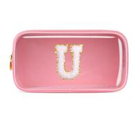 Pocmimut Graduation Teacher Gifts Initial Makeup Bag Birthday Gift Travel Toiletry Bag Preppy Cosmetic Bag for Girls Travel Essentals Organizers,U