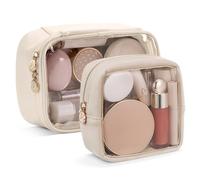 Pocmimut Makeup Bag,Graduation Teacher Gifts Birthday Gifts,Small Makeup Bag Travel Toiletry Bag Gifts Idea for Mom Gaughter Teacher Sister Friends Girlfriend Bridesmaid,Beige, Beige, Mini+Small