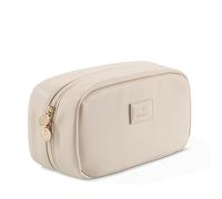 Pocmimut Small Makeup Bag,Open Flat Small Pouch Purse Car Accessories,Travel Essentials Organizer with Divider,Christmas Birthday Gifts for Mom and Lover,Beige, Beige, Large (1-Pack)