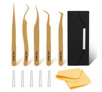 POCMKO Lash Extension Tweezer, 5 Pcs High Precision Lash Tweezer for Eyelash Extensions, Precision Eyelash Tweezers Set, Volume Lash Tweezers for Lash Extension
