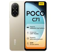 POCO C71 Smartphone, 3+64GB, Gold, UNISOC T7250 processor, 5200mAh battery, 32MP AI dual camera, 6.88" large screen display (No power adapter included)