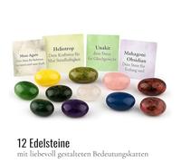 Pocoiau 12Pieces Lucky Gemstones Set With Guide Cards And Bag For Children Handmade Jewelry Making Crafting Art Project Supply Kids Craft Lucky Stones